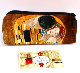 Gustav Klimt Kiss Velour Cosmetic/Pencil/Glasses Case Made in France