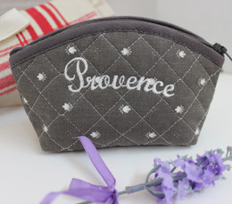 Coin/Cosmetic Bag Provence Calissons Grey /Ecru Made in France