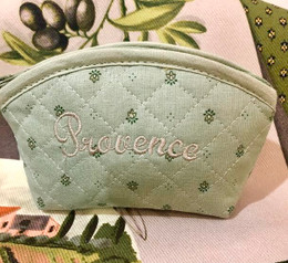 Coin/Cosmetic Bag Calissons Provence Green/Ecru Made in France