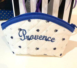 Coin/Cosmetic Bag Calissons Provence White/Blue Made in France