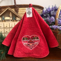Chalet Red French Round Hand Towel