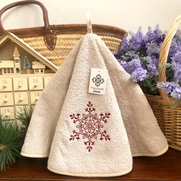Snowflake Beige French Round Hand Towel