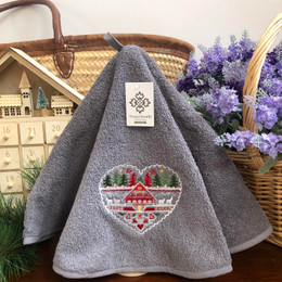 Chalet Grey French Round Hand Towel