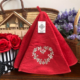Heart Red French Round Hand Towel