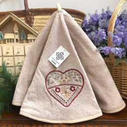 Edelweiss Beige French Round Hand Towel