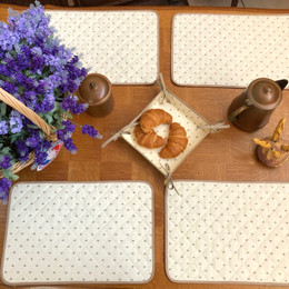 Ramatuelle Ecru/Beige Quilted Placemat COATED Made in France