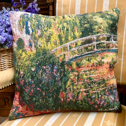 Claude Monet Japanese Bridge FrenchTapestry Cushion Cover Made in France