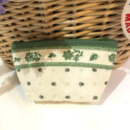 Coin/Cosmetic Bag Calissons Ecru/Green Made in France