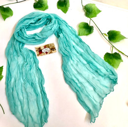 Wrinkle Scarf Solid Colour Tiffany Blue