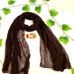 Wrinkle Scarf Solid Colour Dark Chocolade