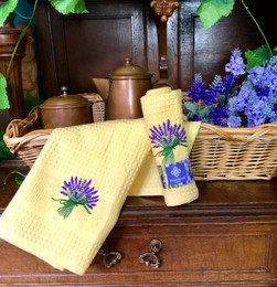 Provence Embroidered Waffle Tea Towel 1pc Lavender Yellow
