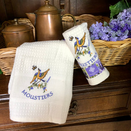 Provence Embroidered Waffle Tea Towel 1pc Moustiers Blue