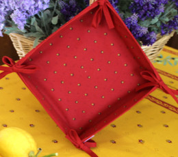 French Bread Basket Ramatuelle-Calissons Red/Yellow Made in France