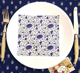 Mosaica Flowers Navy Paper Napkins