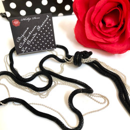 Black and Silver Knot Necklace 52cm