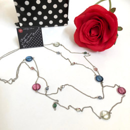 Candy Pink Blue Necklace 44cm long