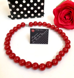Retro Bubbles Dark Red Necklace 24cm long with magnet