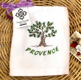 Guest Hand Towel Embroidered White Olives Tree
