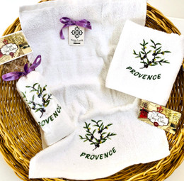 Guest Hand Towel Embroidered White Olives