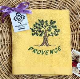 Guest Hand Towel Embroidered Yellow Olive Tree