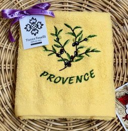 Guest Hand Towel Embroidered Yellow Olive 