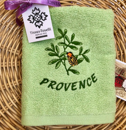 Guest Hand Towel Embroidered Green Cicada