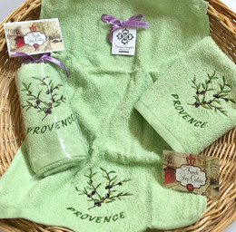 Guest Hand Towel Embroidered Green Olives
