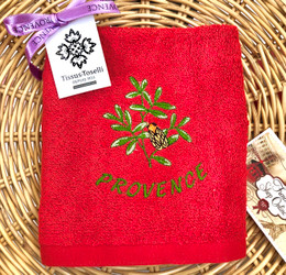 Guest Hand Towel Embroidered Red Cicada