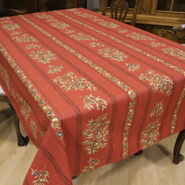Clos des Oliviers Red French Tablecloth 155x200cm 6Seats Made in France