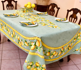 Lemon Green French Tablecloth 155x250cm 8seats COATED Made in France
