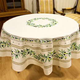 Ramatuelle Ecru French Tablecloth Round 180cm Made in France