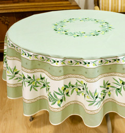 Ramatuelle Green French Tablecloth Round 180cm Made in France