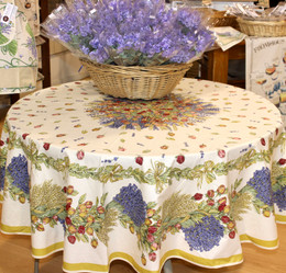 Lavandes & Roses French Tablecloth  Round 180cm COATED Made in France