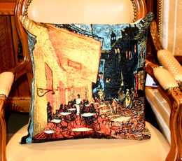 Vincent Van Gogh-Cafe de Nuit Tapestry Cushion Cover Made in France
