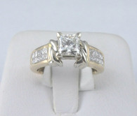 1 1/6 Carat Princess Cut Diamond Engagement Ring, in 14k Yellow with White Gold Accents