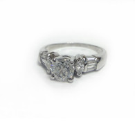 1.02ct Round Diamond Ring with Baguette and Marquise Accents 