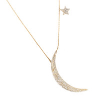 1 1/2 Carat Diamond Moon & Star Necklace, in 14k Yellow Gold