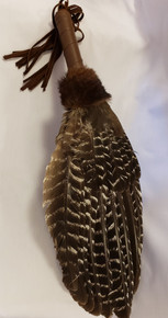 36" Turkey Wing feather & Leather Dance Fan 