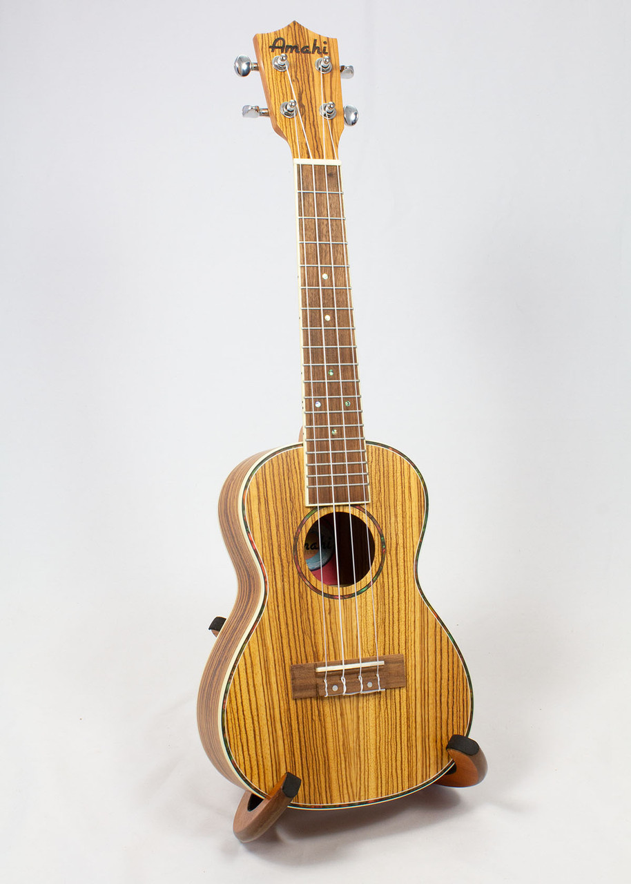 Amahi Zebrawood Concert Ukulele Fan Guitar and Ukulele