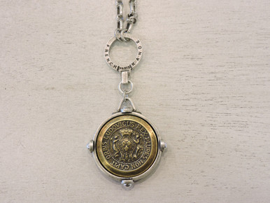 French Kande Necklace with gold detailed pendant 
Necklace can be worn 2 ways with a beautiful detailed pendant on back side