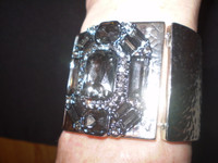 Gorgeous Danish sparkling Crystal and Nickel Cuff Bracelet