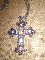 Danish Crystal Silver coloured Nickel Crucifix Necklace