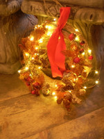The Wreath with the Fairy Led Lights Lit