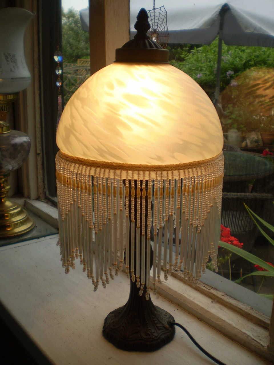 beaded glass table lamp