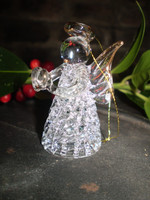 Gorgeous Danish hanging Christmas Crystal Angel with Halo holding heart