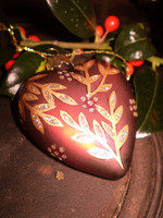 Gorgeous Danish Hanging Red & Gold Glitter Heart Christmas Ornament