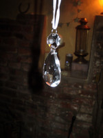 Stunning Danish Crystal facetted hanging droplet for Christmas Tree or Windows