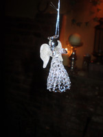 Danish Crystal Praying Angel Christmas ornament with Silver Glitter Wings