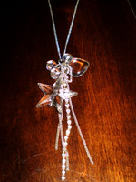 Pretty Vintage Danish Glass Heart & Star Necklace, adjustable