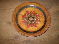 Vintage 1960's Greek hand painted Bohemian Timber plate, signed
